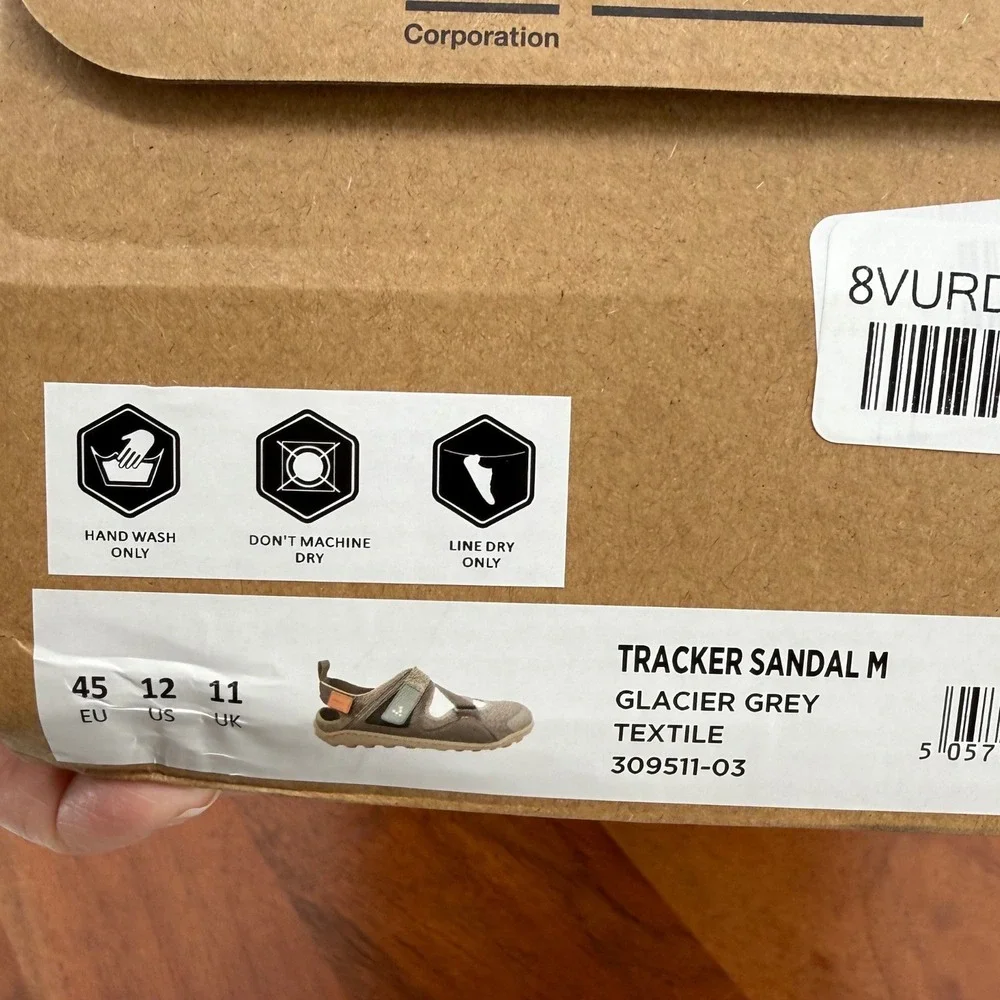 Vivobarefoot Tracker Sandal Glacier Grey Minimalist Barefoot Mens EU 45/US 12